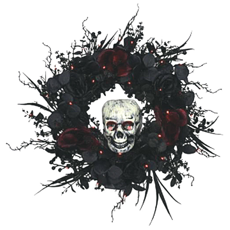 Celebrations LED 24" Skull Halloween Wreath