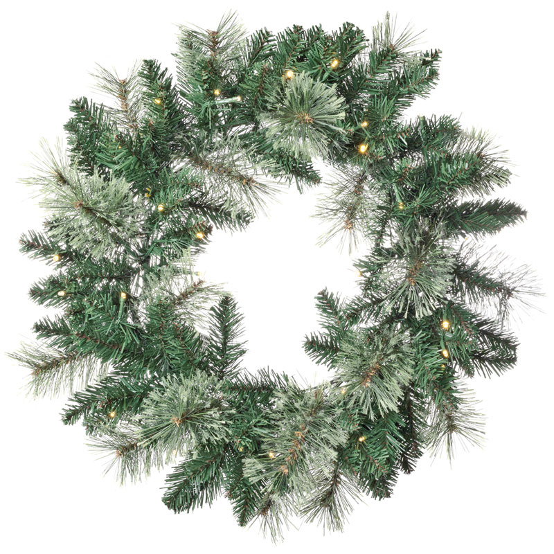 24" Celebrations Prelight Multicolored Warm White LED Mixed Pine Wreath