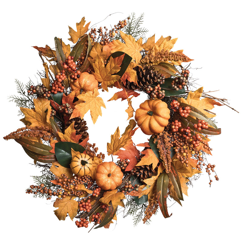 Celebrations LED Pre-lit 24" Orange & Yellow Fall Wreath