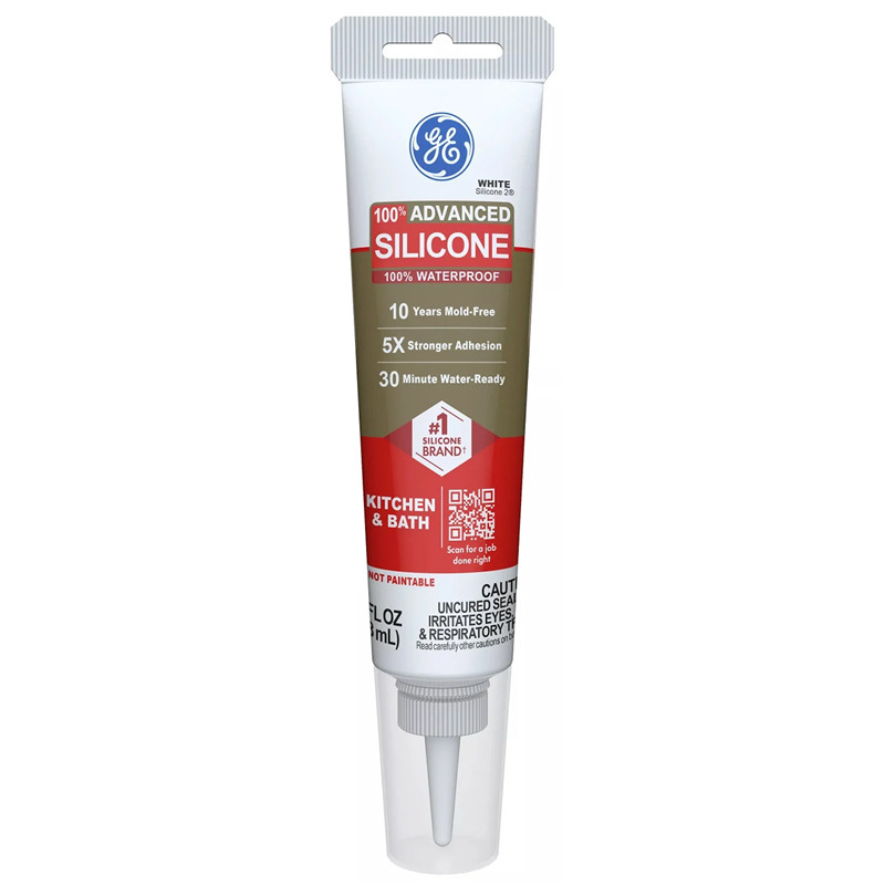 GE® Advanced Silicone White Kitchen & Bath Caulk Sealant