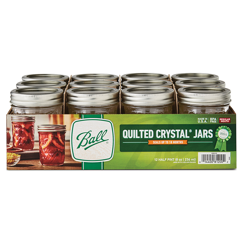 Ball® Regular Mouth Quilted Crystal Half Pint Jelly Jars, 12/Pk.