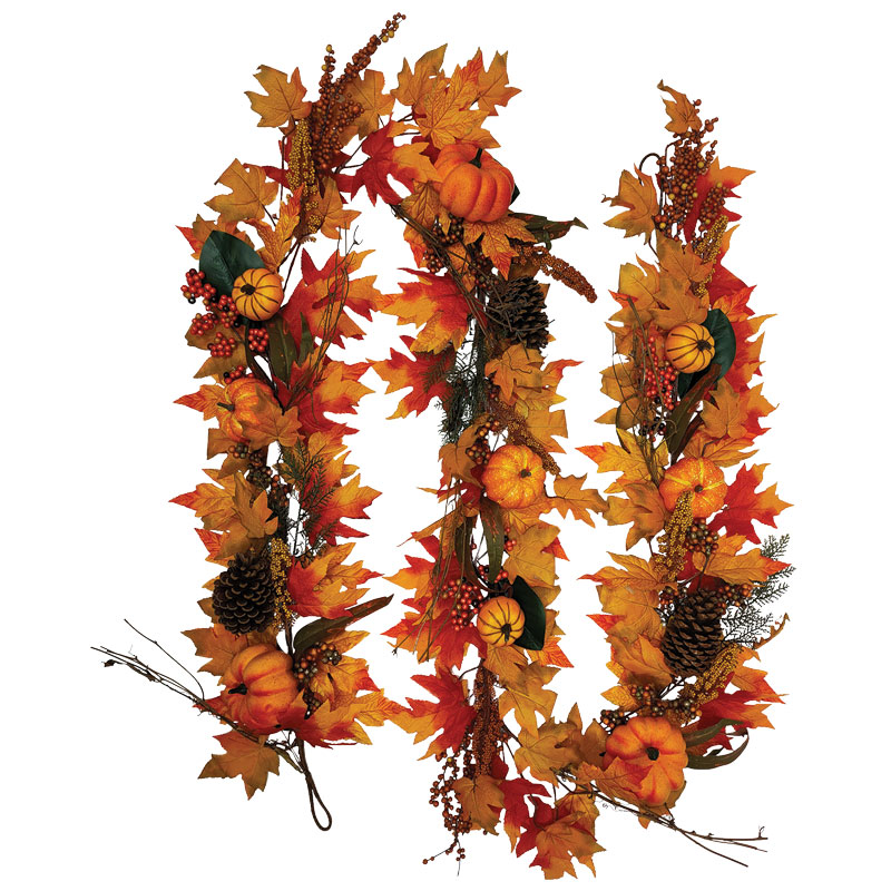 9' Celebrations Unlit Fall Leaves Garland