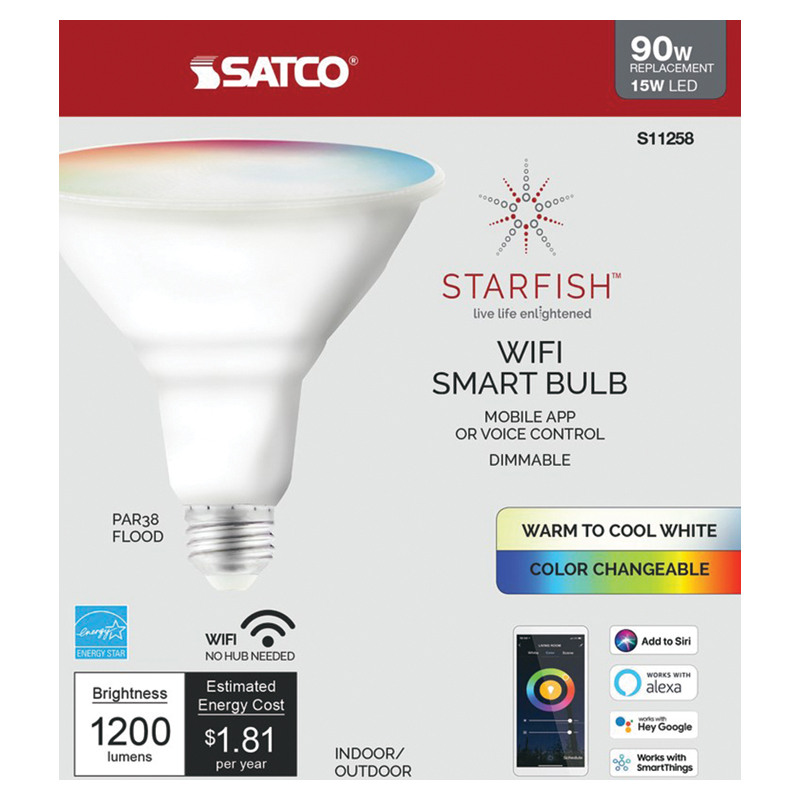 Satco® 15W LED PAR38 WIFI Smart Flood Bulb