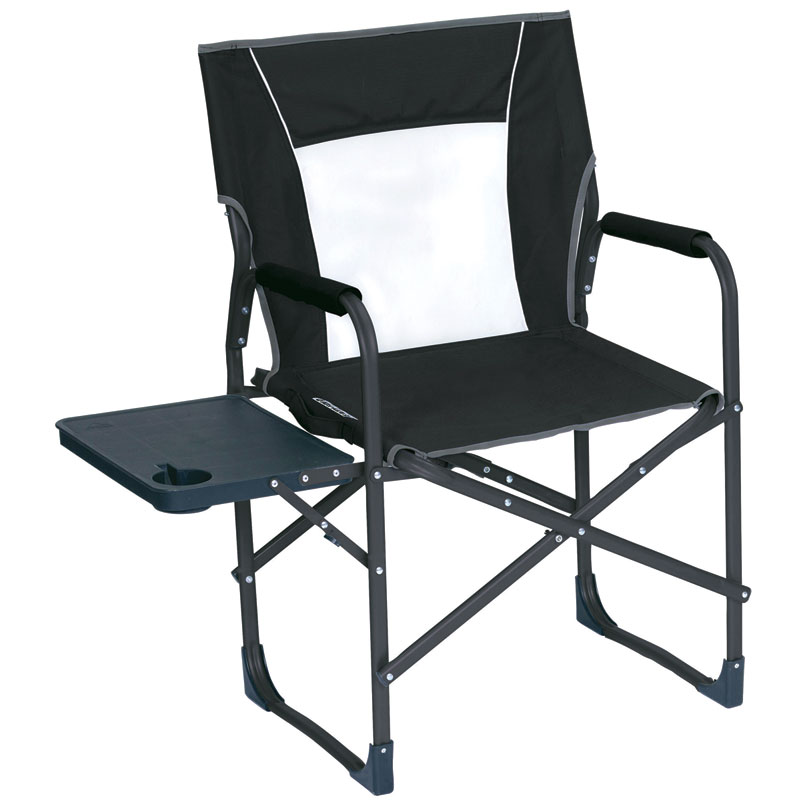 Folding Director's Chair with Side Table - Black