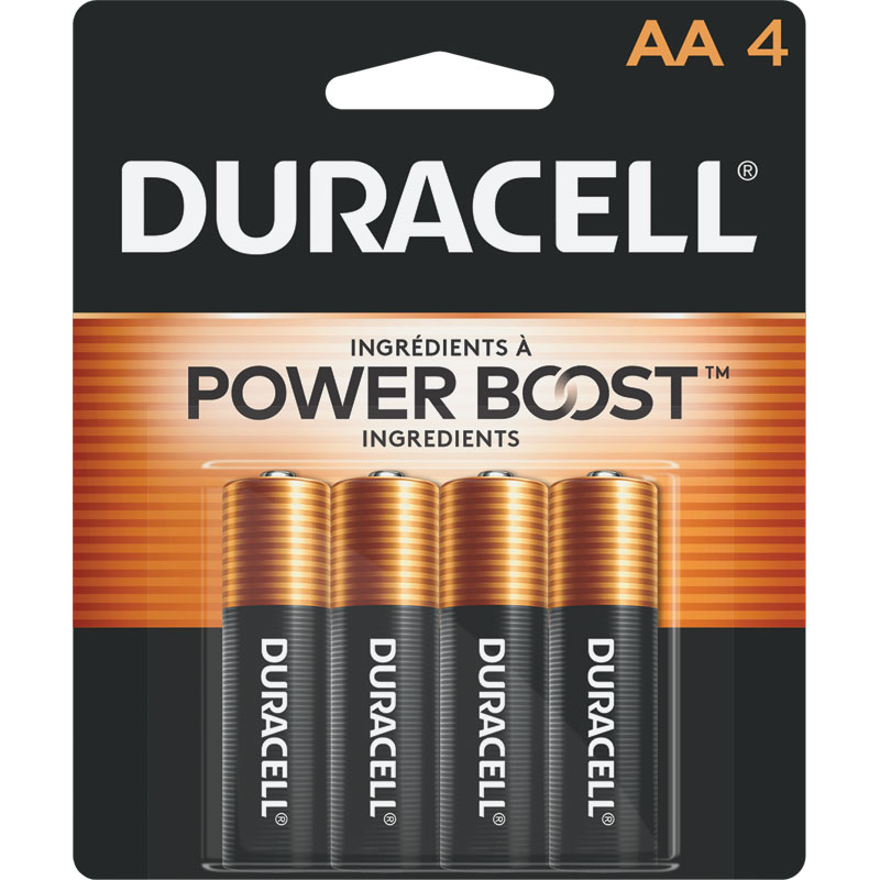 Duracell® AA Coppertop Alkaline Battery, 4/Pk.