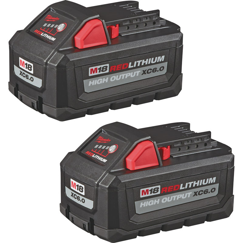 2 Pk. Milwaukee Tool M18 Redlithium High Output XC6.0 Battery Pack