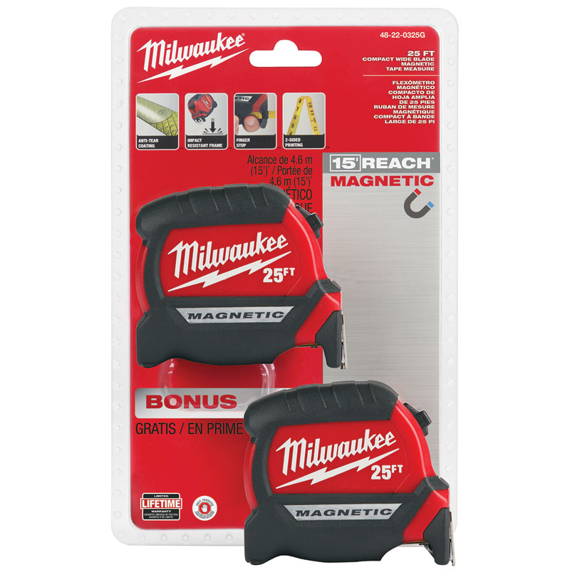2 Pk. Milwaukee® Compact Magnetic Tape Measure