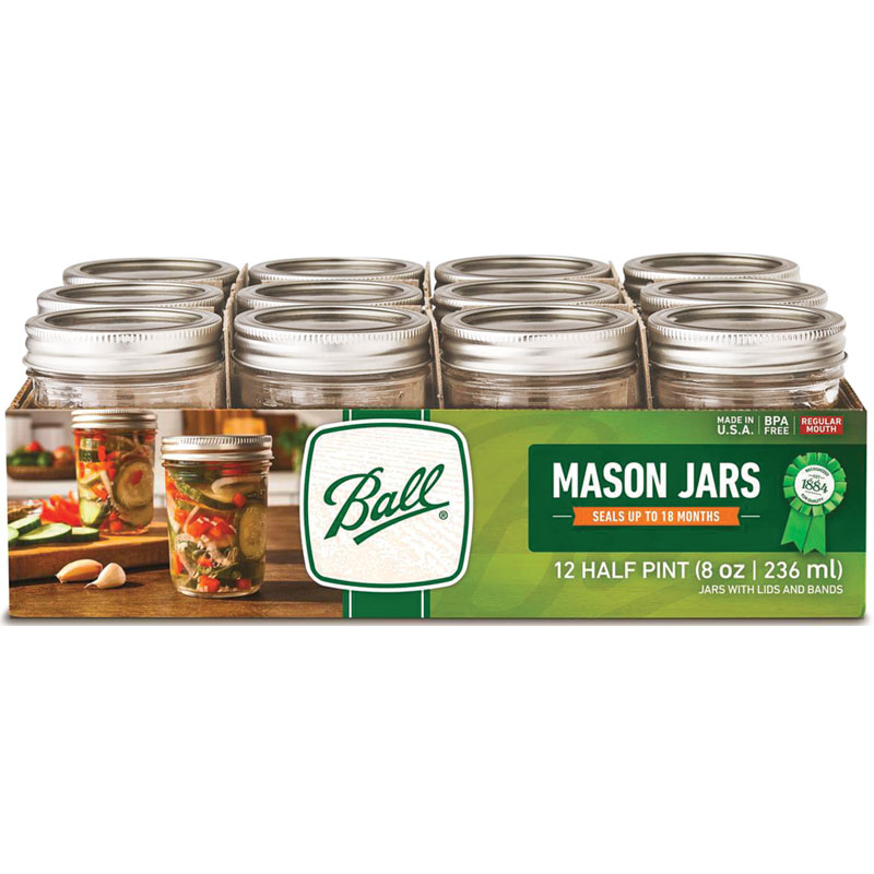 Ball® Regular Mouth Half Pint Mason Jars, 12/Pk.