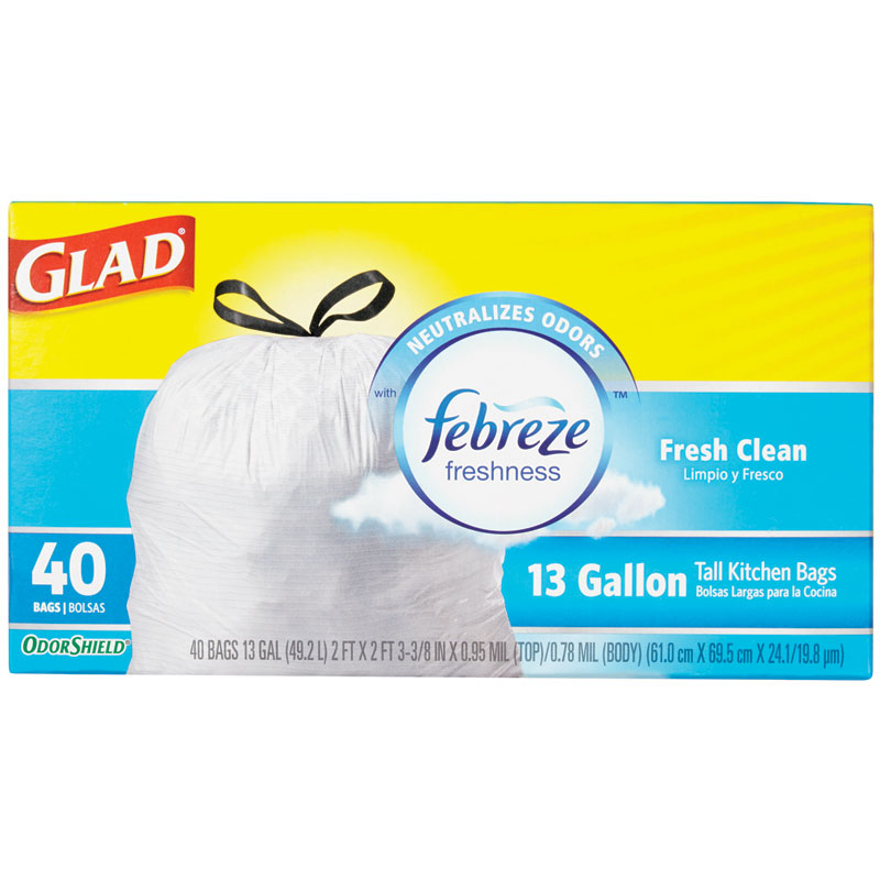 Glad® ForceFlex MaxStrength with Clorox 13 Gal. Bags with Fresh Febreeze® Scent, 40 Ct.