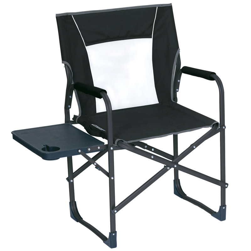 Folding Directors Chair with Side Table - Black