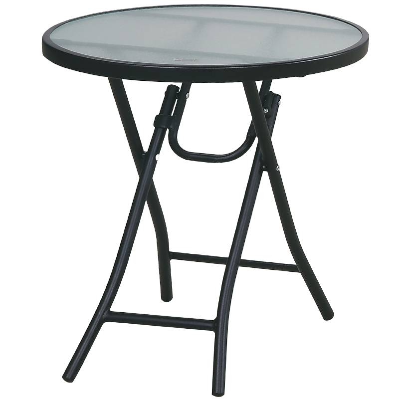 Living Accents Black Round Glass Folding Side Table