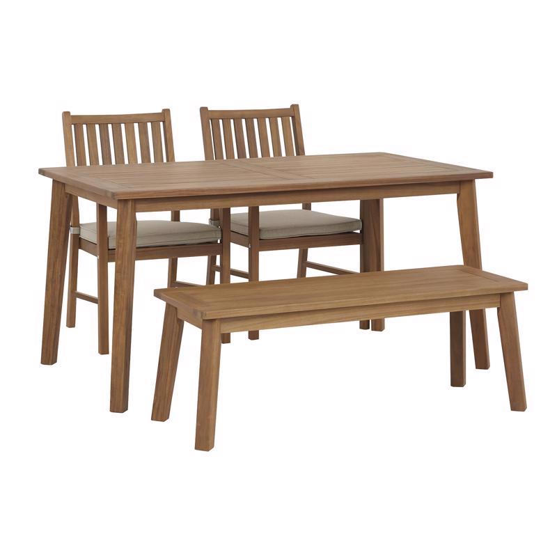 Signature Design by Ashley Janiyah 4 pc Light Brown Wood Dining Set Beige 