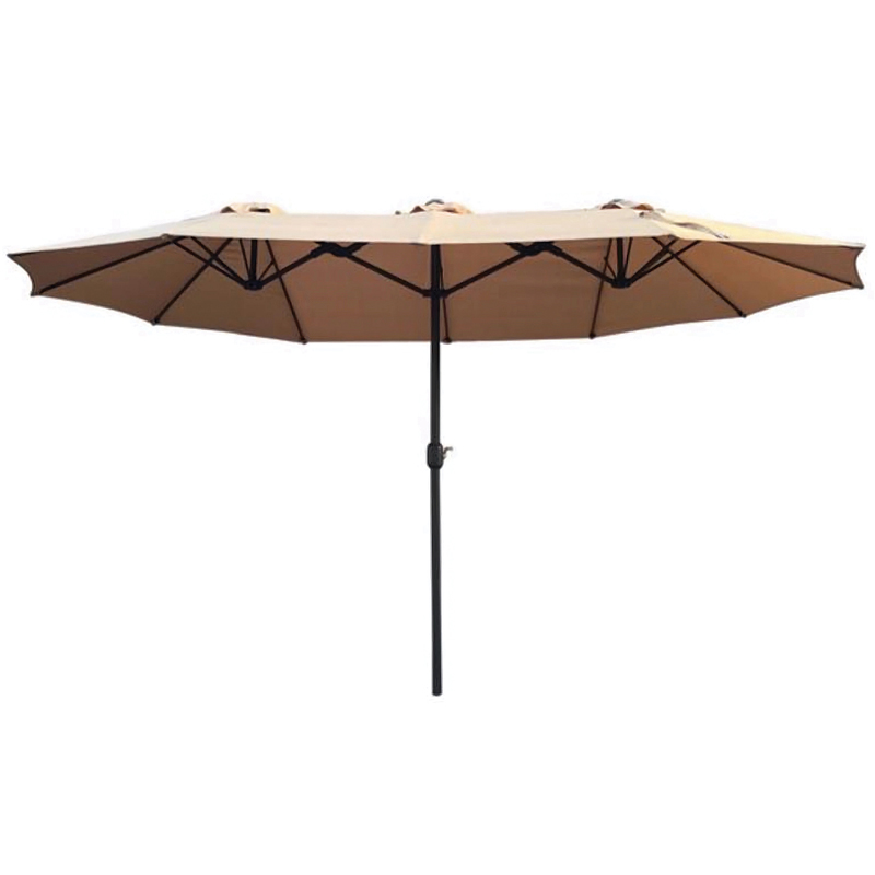 15' Beige Double Canopy Patio Umbrella
