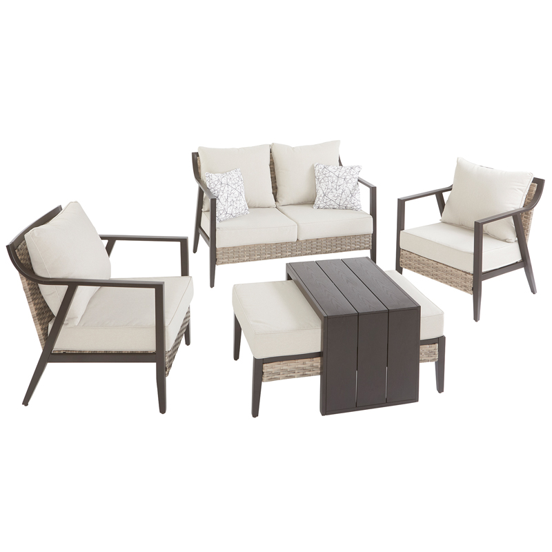 Living Accents Breck 5 Pc. Brown Steel Frame Loveseat Set Tan