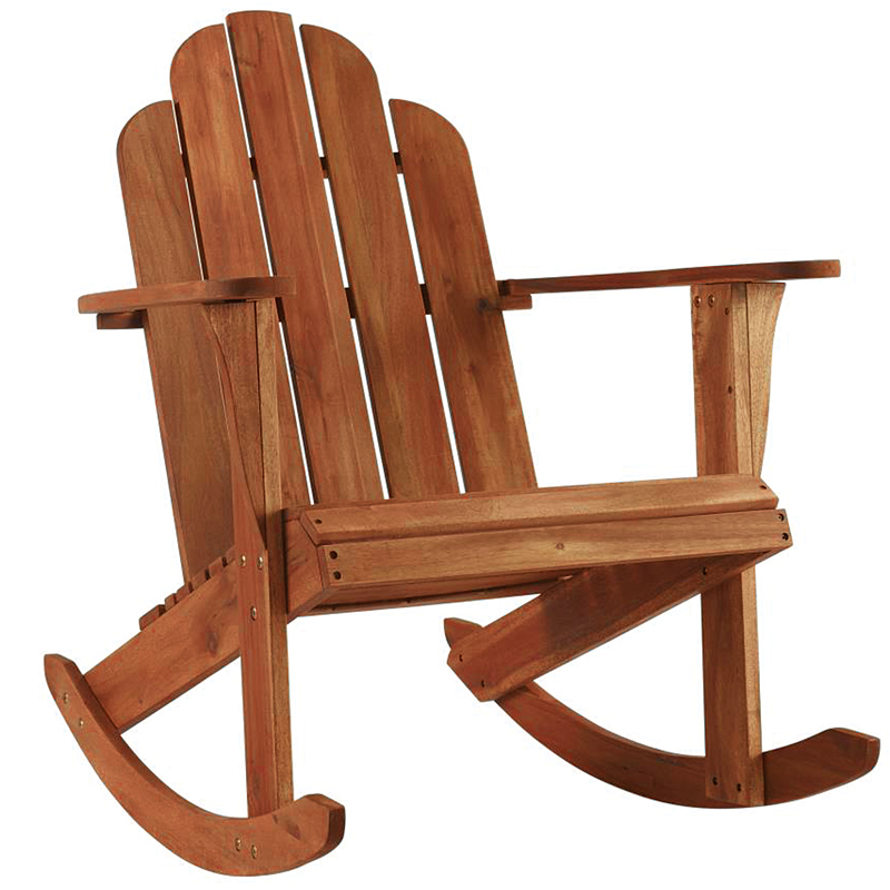 Living Accents Light Brown Wood Frame Adirondack Rocking Chair