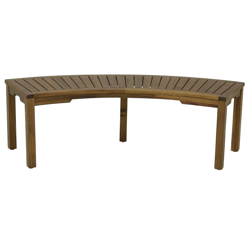 Brown Wood Curved Outdoor Bench