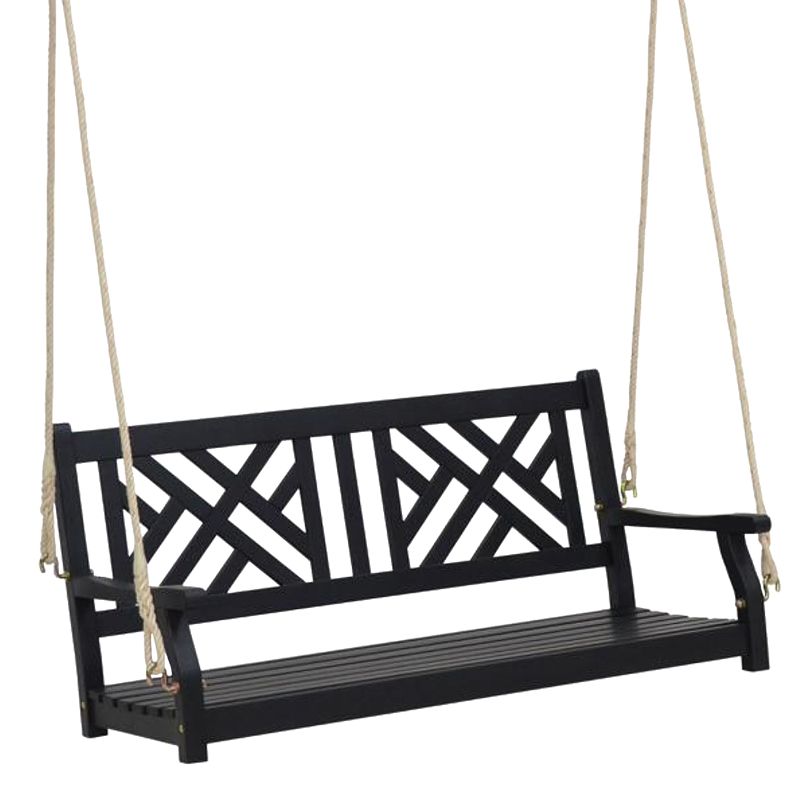 Living Accents 2 Person Black Wood Porch Swing