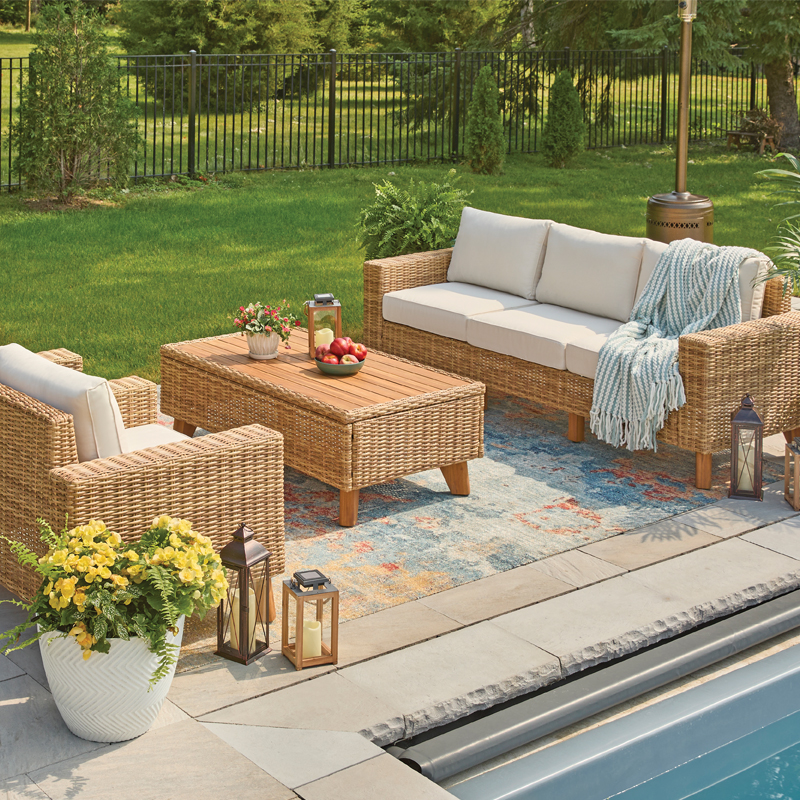 Living Accents 4 Pc. Light Brown Wicker Conversation Set