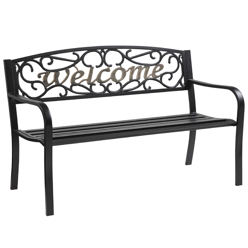 Living Accents Black Steel Welcome Park Bench