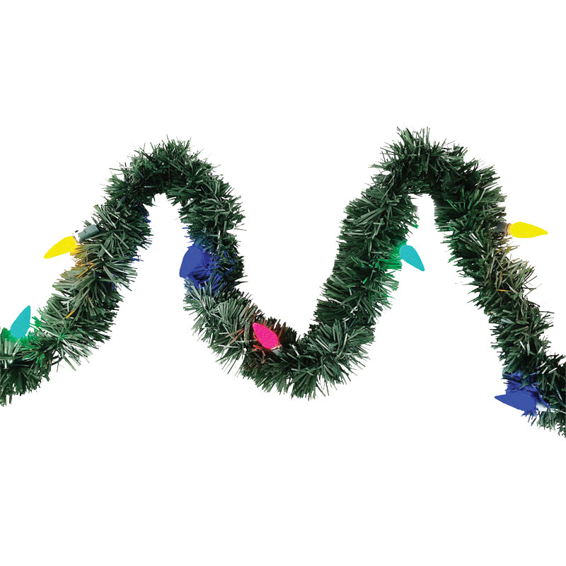 18' Good Tidings LED Prelit Multi-Color Lights Pine Garland