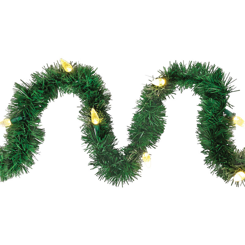 18' Good Tidings Pine Garland With White Lights