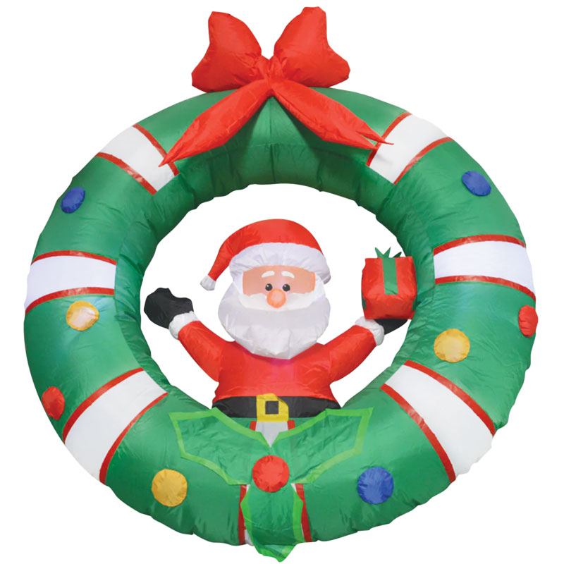 4' Inflatable Santa In Wreath