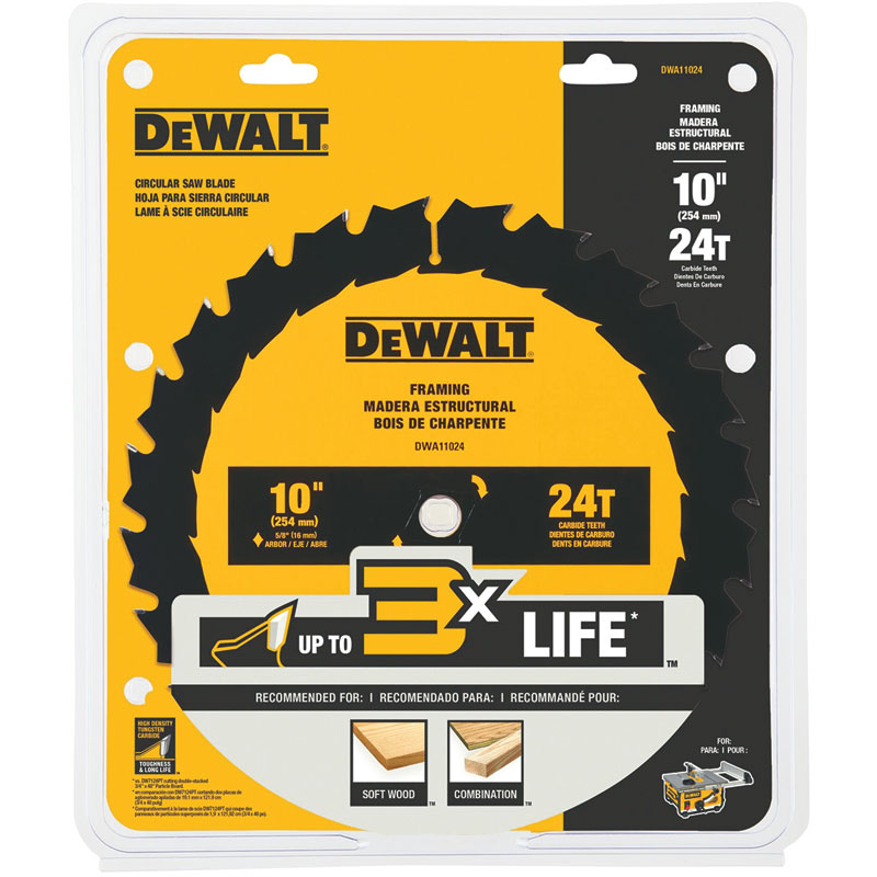 10" DEWALT® Carbide Tipped Framing Saw Blade 24 teeth