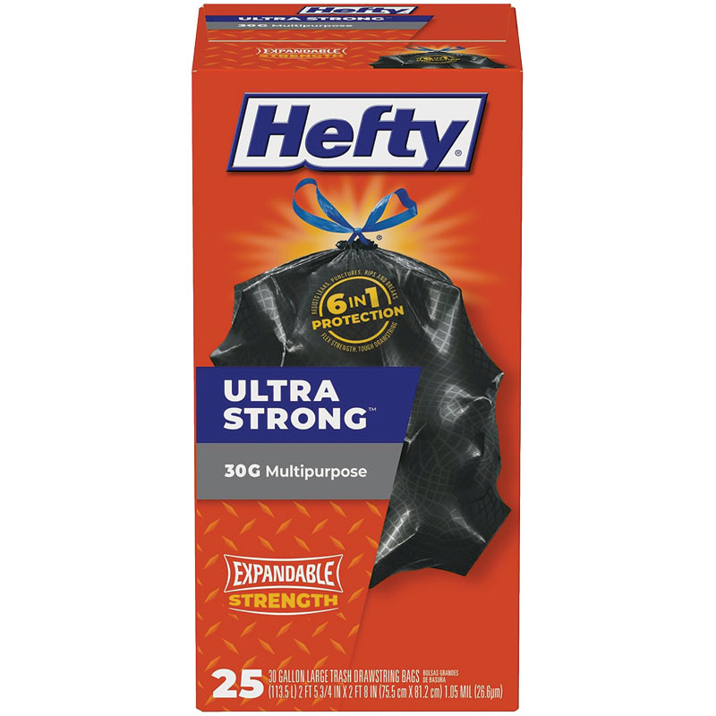 30 Gal. Hefty® Ultra Strong™ Multipurpose Black Trash Bags, 25/Ct.