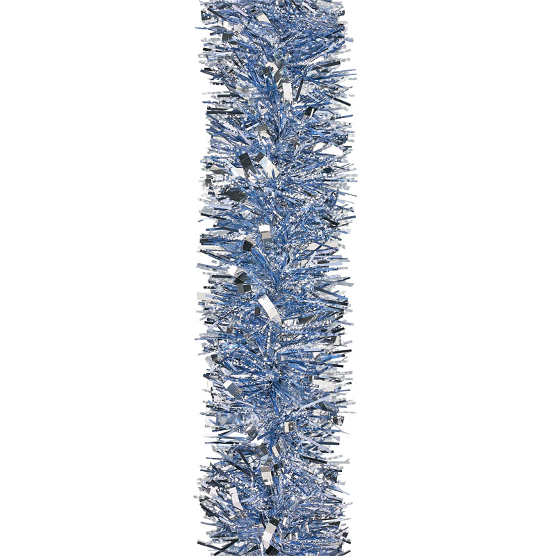 4" x 10'  Blue Silver Snow Garland
