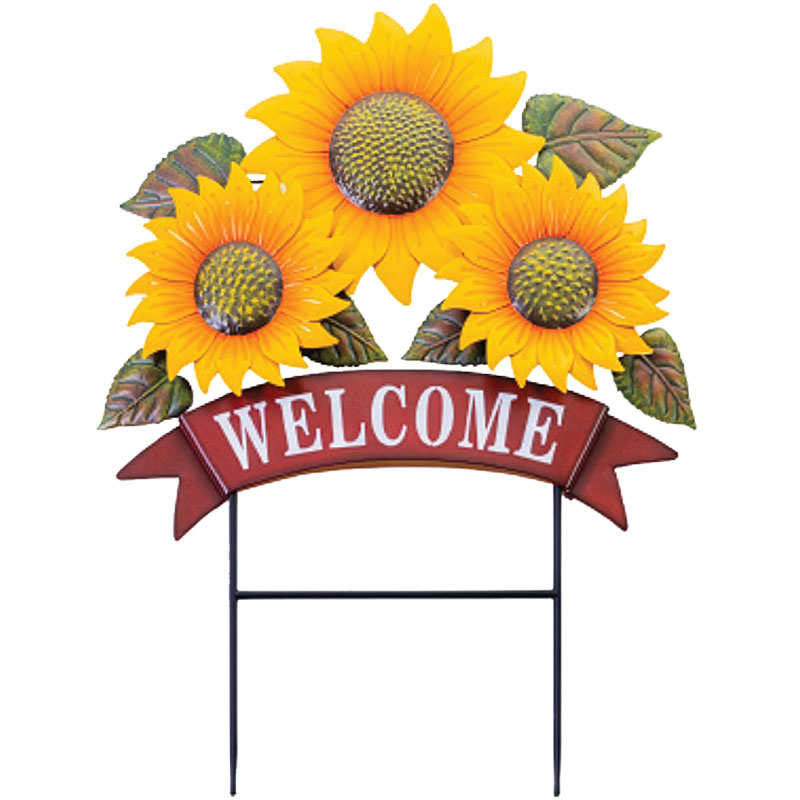 29" Good Tidings Sunflower Metal Welcome Sign