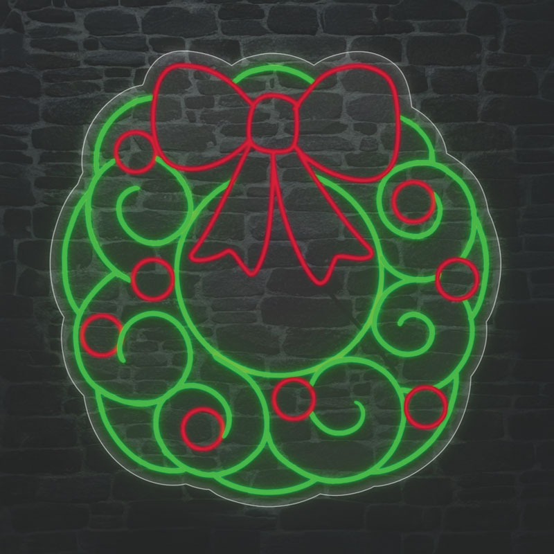 24" Luxe Light Decor LED Red And Green Christmas Wreath Hanging Decor