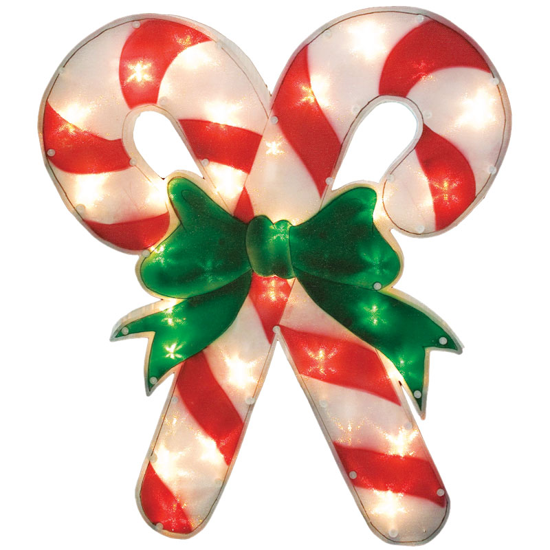 18" Candy Cane Glazed Window Decoration