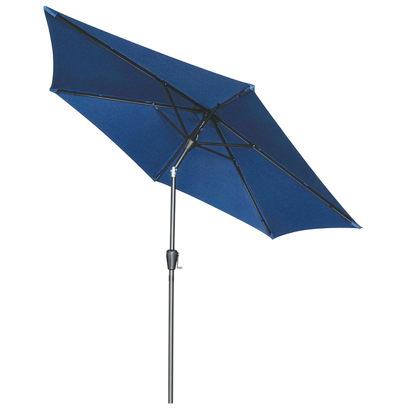 9 Ft. Living Accents Solar LED Tiltable Royal Blue Market Umbrella