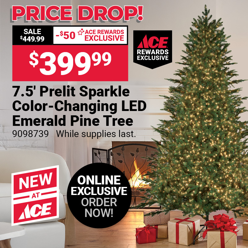 7.5' Prelit Sparkle Color-Changing LED Emerald Pine Tree