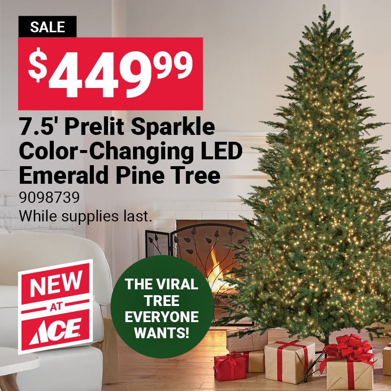 7.5' Prelit Sparkle Color-Changing LED Emerald Pine Tree