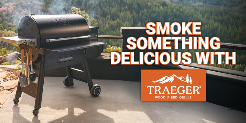 Traeger Woodridge Wood Pellet Black Grill With Food