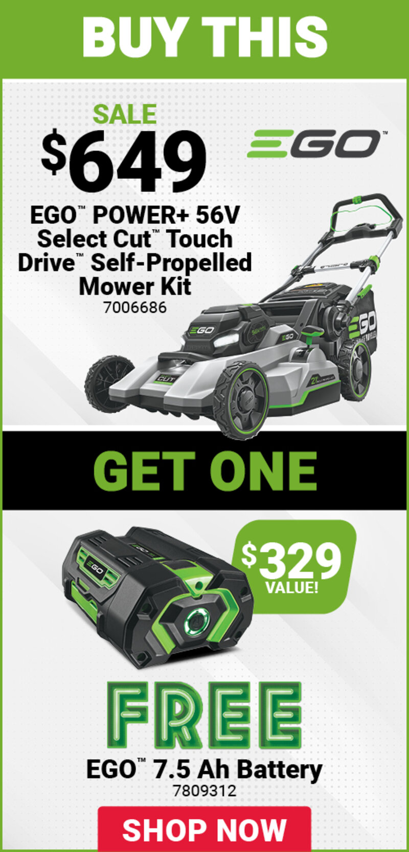 EGO™ POWER+ 56V Select Cut™ Touch Drive™ Self-Propelled Mower Kit