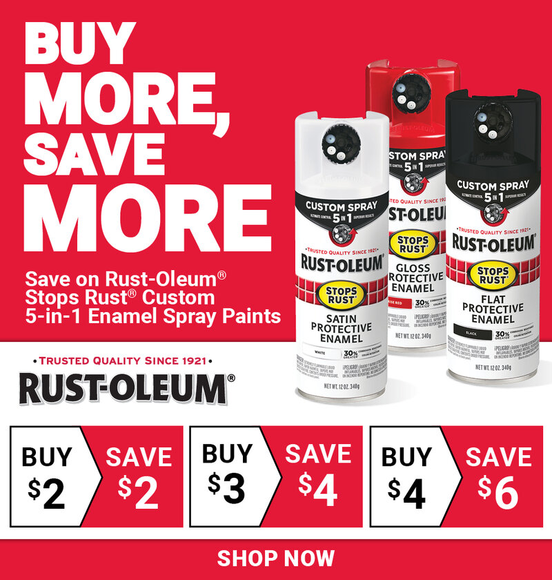 Buy More, Save More On Rust-Oleum® Stops Rust® Custom 5-In-1 Enamel Spray