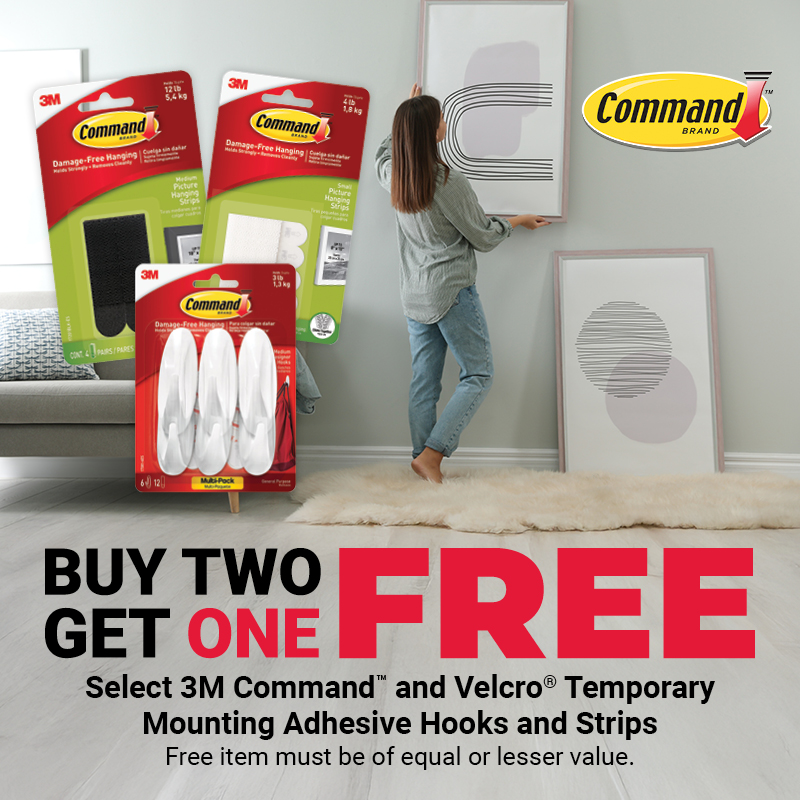 Select 3M Command™ and Velcro® Mounting Hooks and Strips