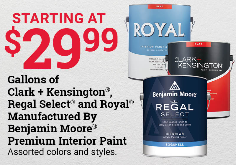 Gallons of Clark+Kensington®, Regal Select® and Royal Premium Interior Paint