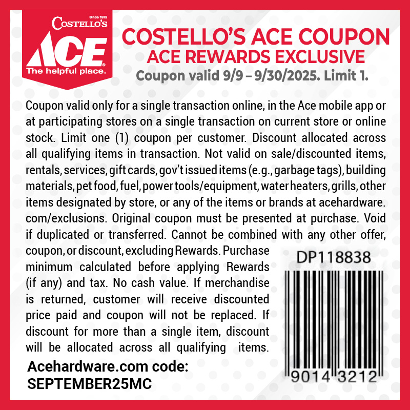 September 2025 month long coupon