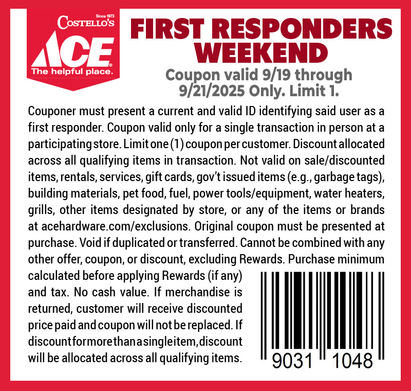 First Responder Weekend Coupon Details