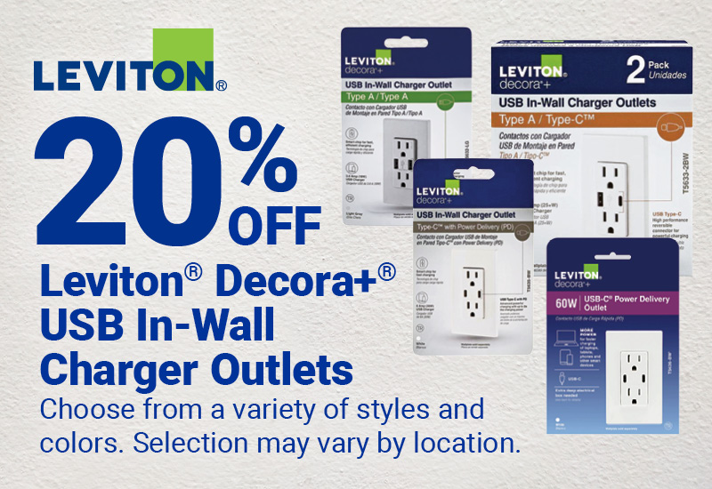 Leviton® Decora+® USB In-Wall Charger Outlets