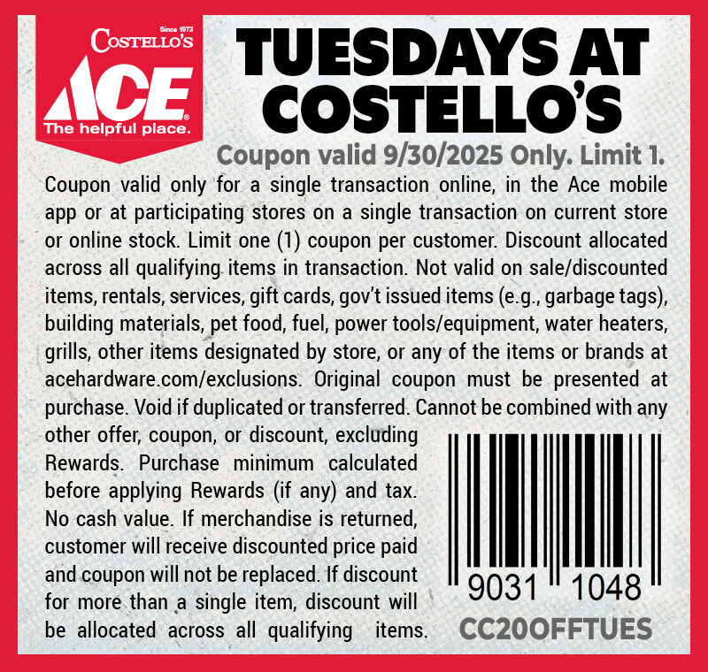 Tuesday's At Costello's - 9/30 Details