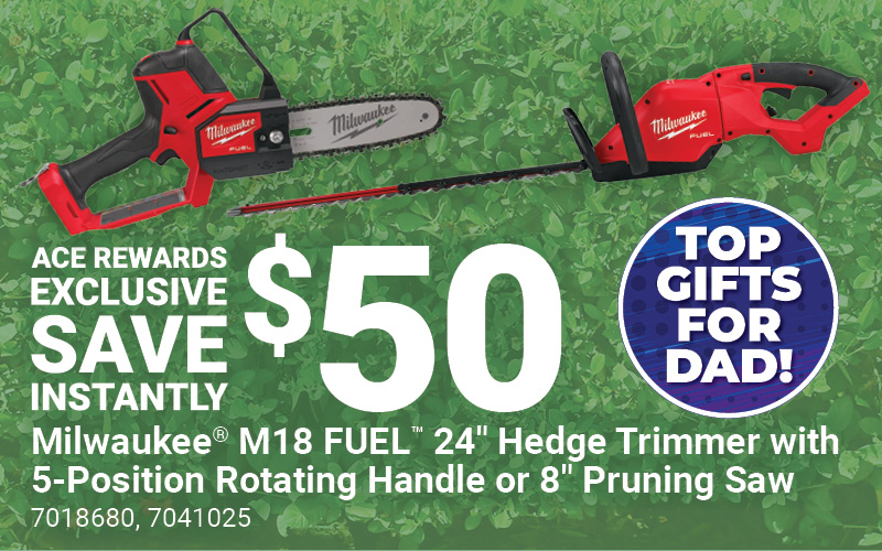 Milwaukee® M18 FUEL™ 24" Hedge Trimmer with 5-Position Rotating Handle or 8" Pruning Saw