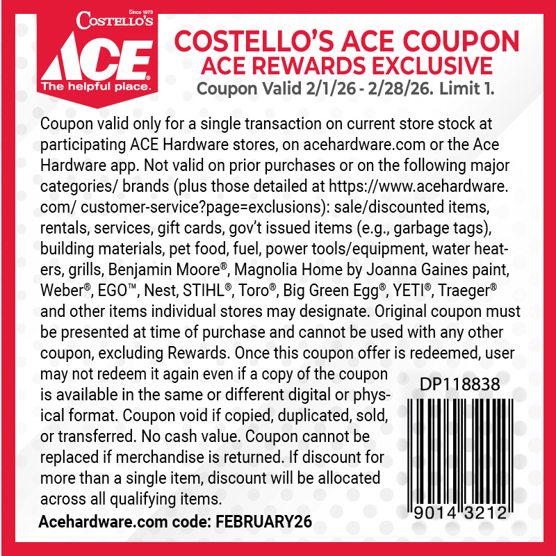 February 2026 Costello's Coupon - Details