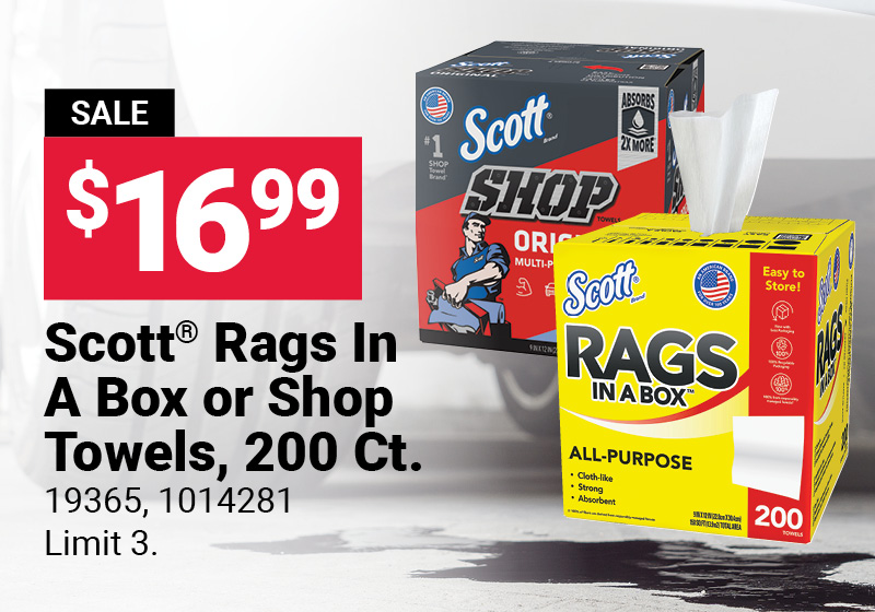 Scott® Rags In A Box or Shop Towels, 200 Ct.