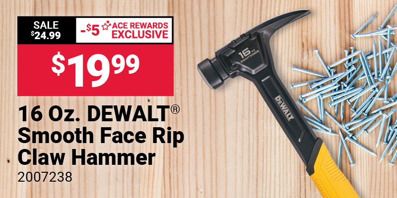 16 Oz. DEWALT® Smooth Face Rip Claw Hammer