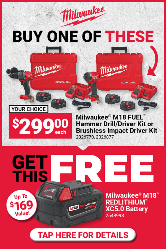 Milwaukee® Buy One of These Kits & Get a FREE Battery