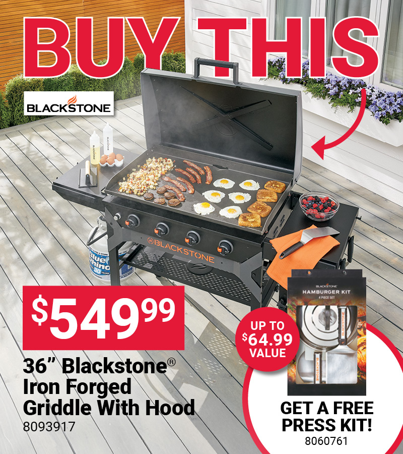 Blackstone® Iron Forged 4-Burner Griddle / Burger Press Kit Deal
